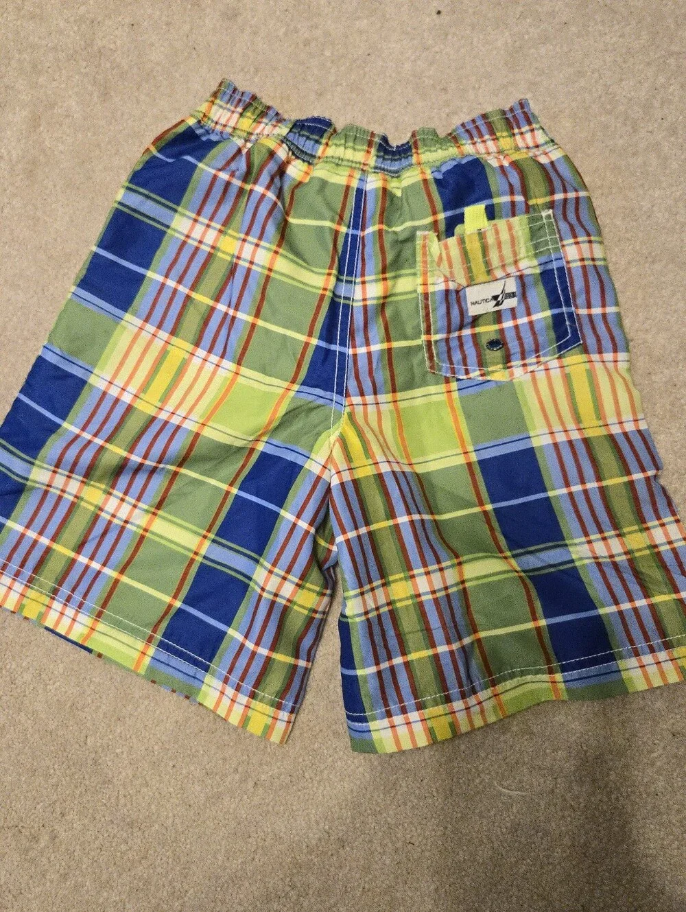 Nautica Boys Size 7 Plaid Swim Trunks